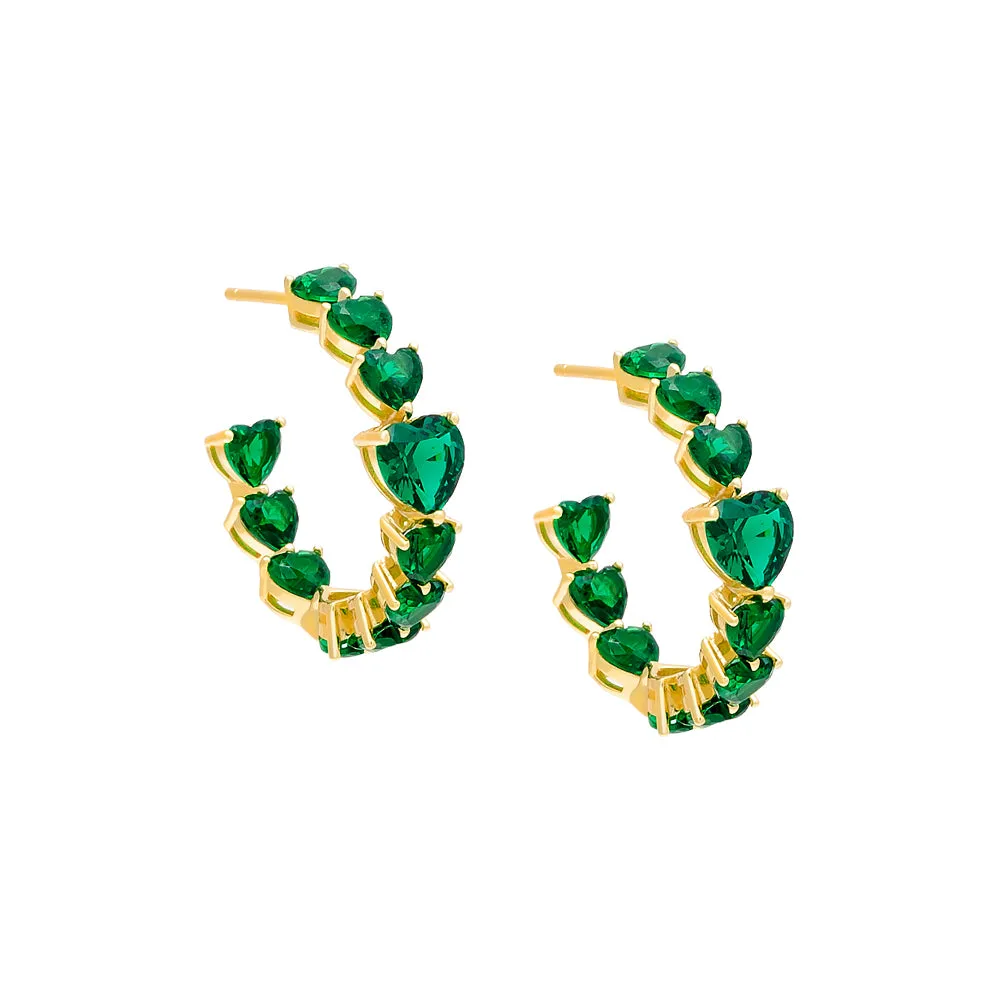 Chunky CZ Heart Hoop Earring