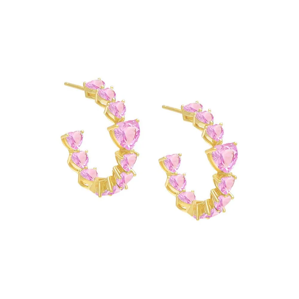 Chunky CZ Heart Hoop Earring