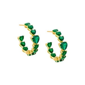 Chunky CZ Heart Hoop Earring
