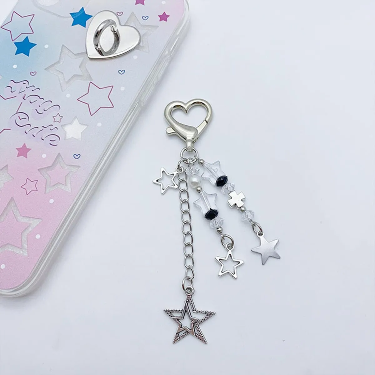 cioatu Cute Keychain Aesthetic Y2K Keychain Accessories Cute Heart Butterfly Strawberry Bear Key Chain for Keys Bags Women Gifts (1PCS Star)