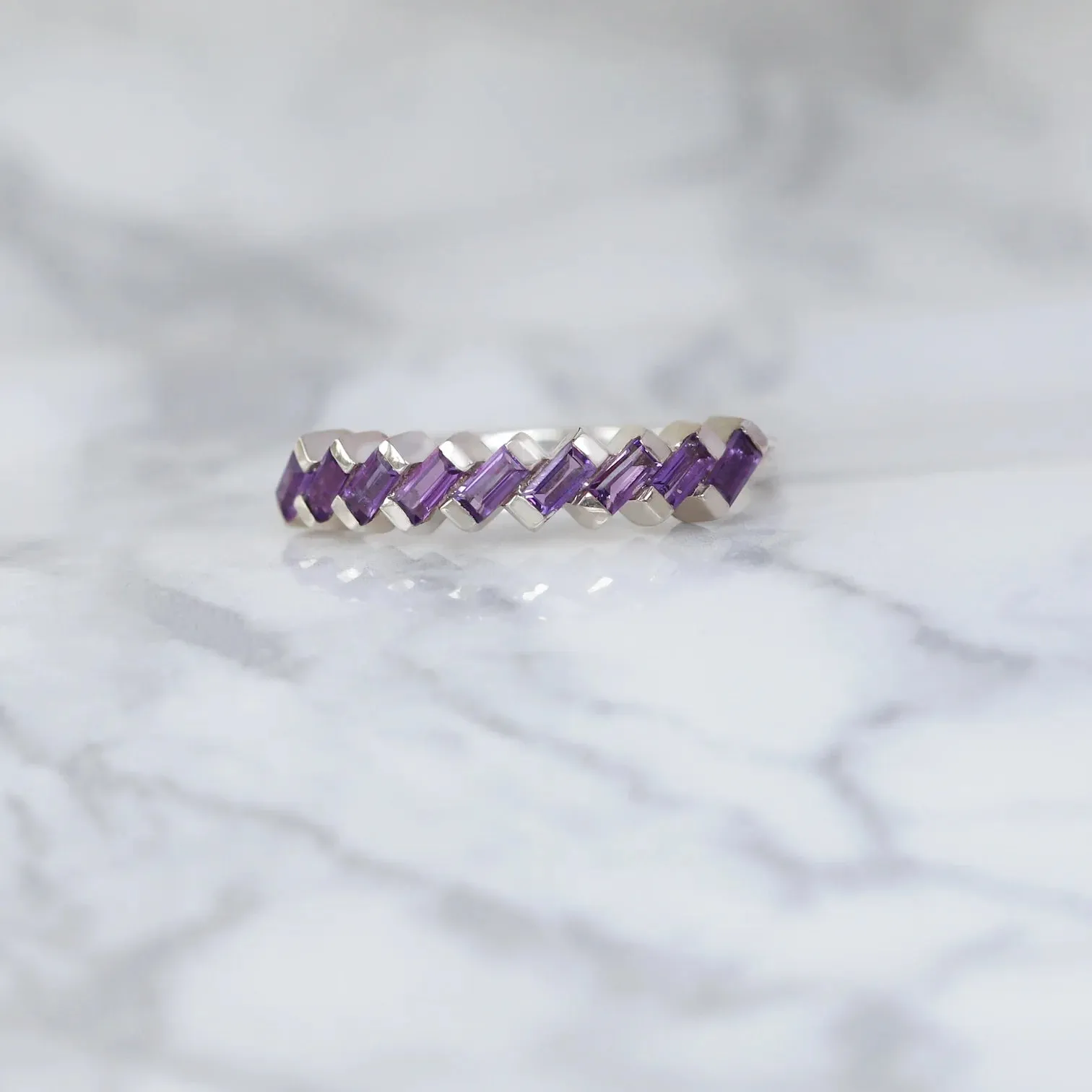 Claire Amethyst Tapered Multi Baguette Ring