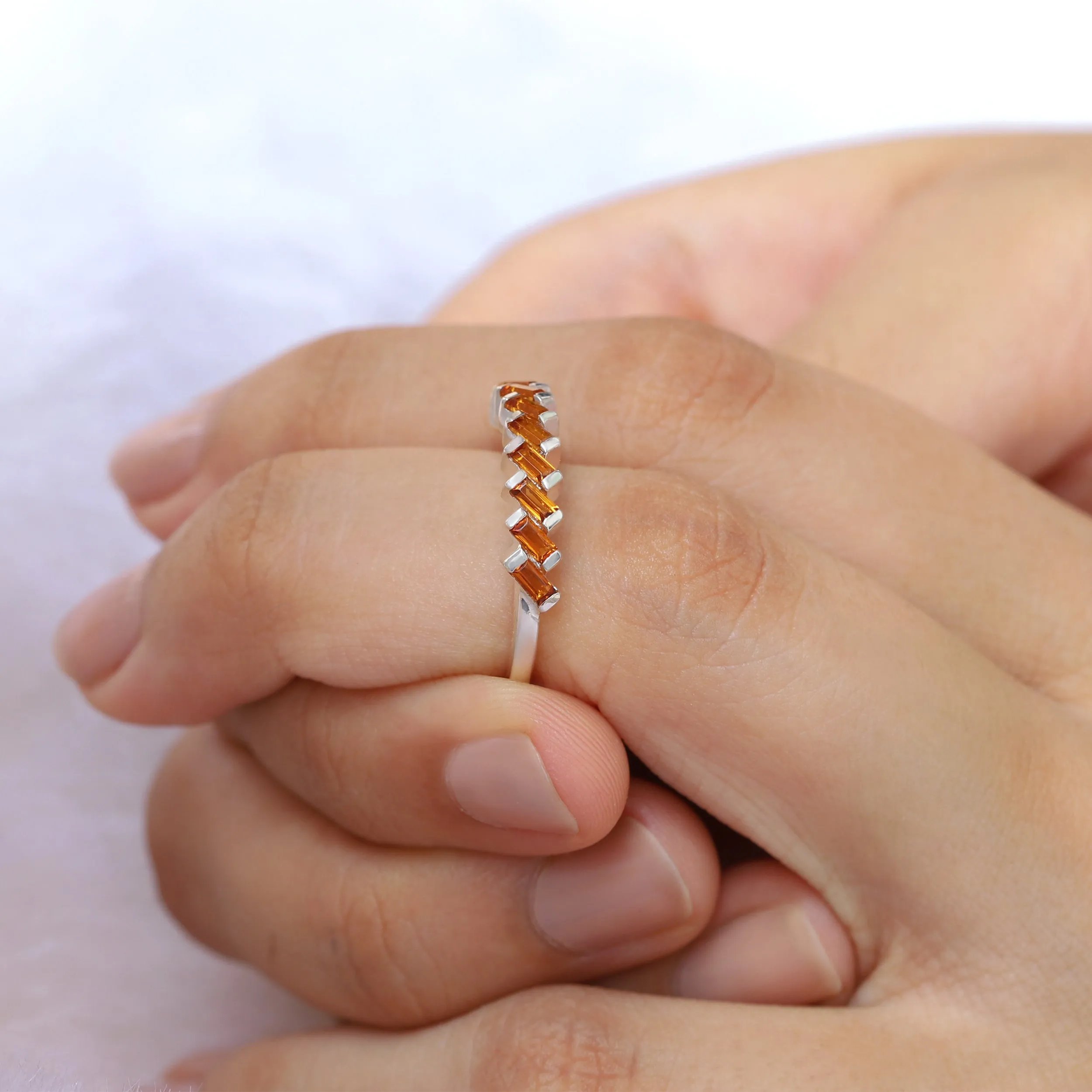 Claire Citrine Tapered Multi Baguette Ring