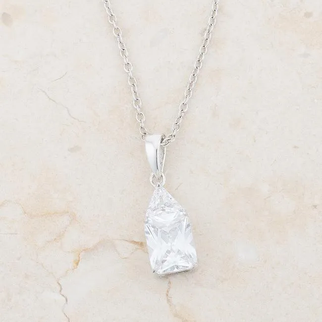 Classic Cubic Zirconia Sterling Silver Drop Necklace