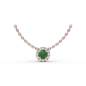 Classic Emerald and Diamond Pendant Necklace