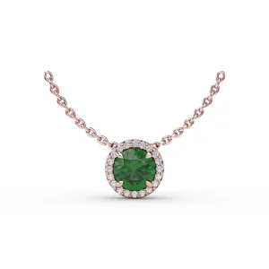 Classic Emerald and Diamond Pendant Necklace