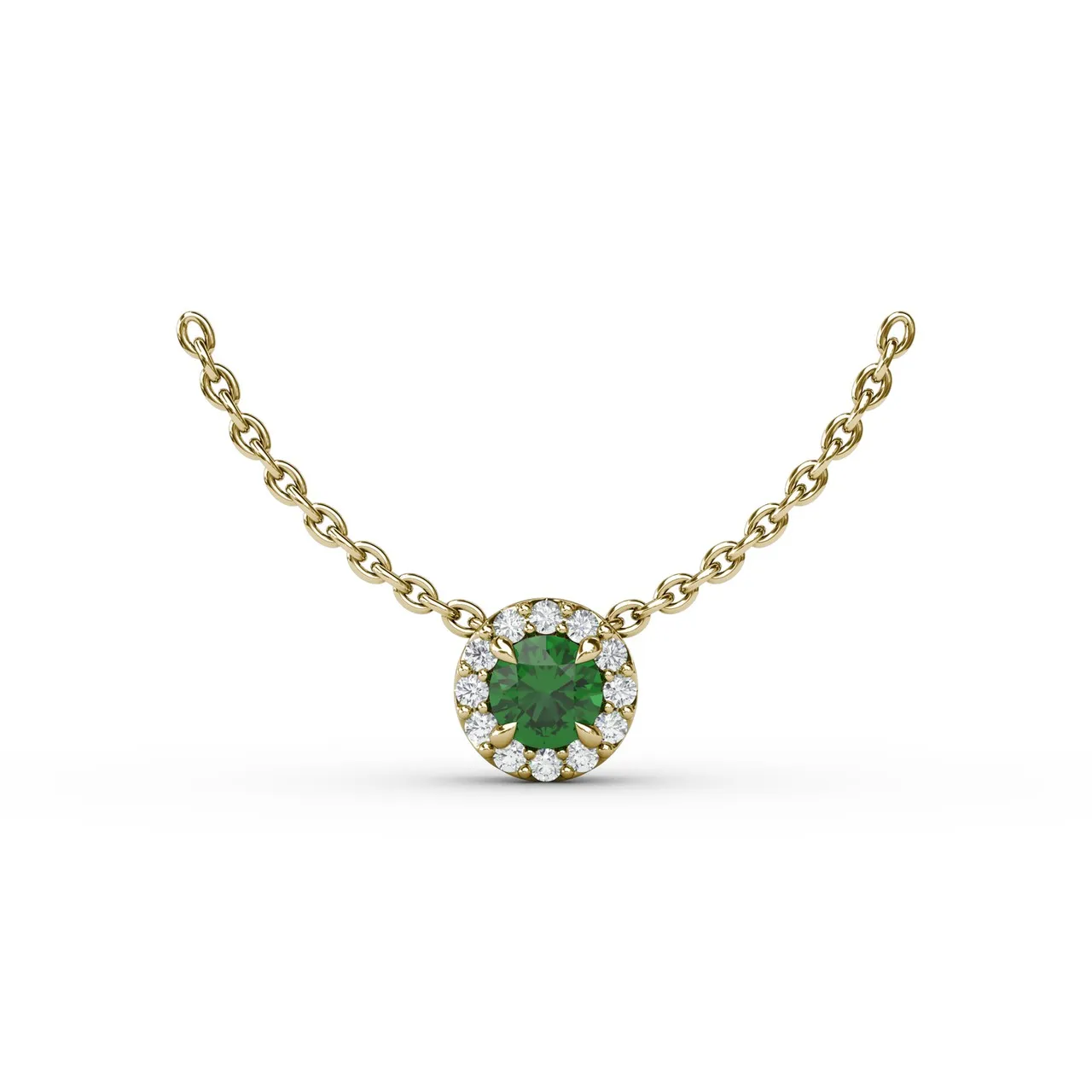 Classic Emerald and Diamond Pendant Necklace