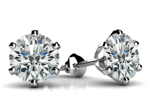 Classic Six Prong Diamond Stud Earrings with 0.50 ct.(finished) 4.0mm