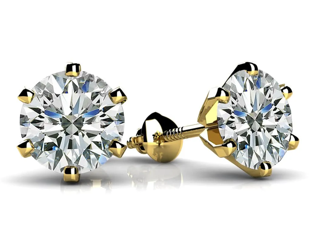 Classic Six Prong Diamond Stud Earrings with 0.50 ct.(finished) 4.0mm