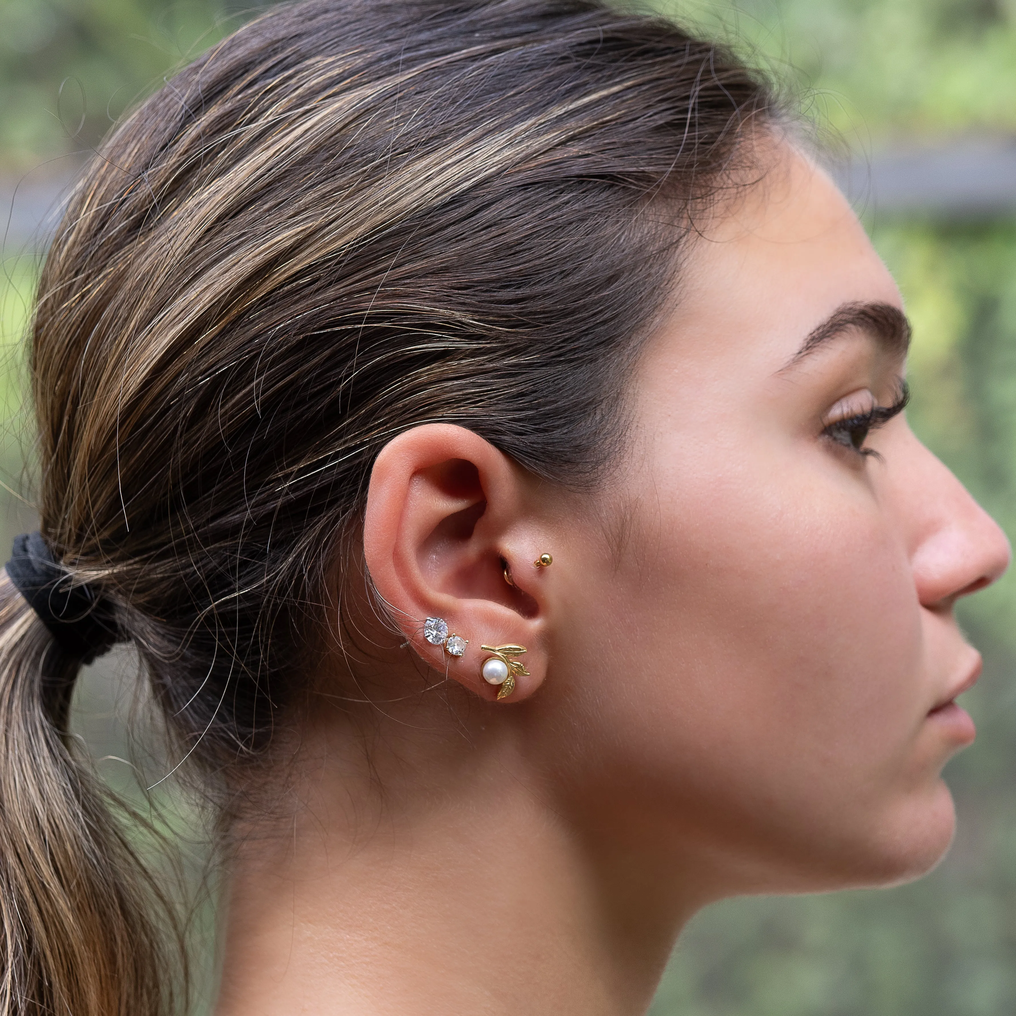 Cleopatra Pearl Floral Gold Earrings