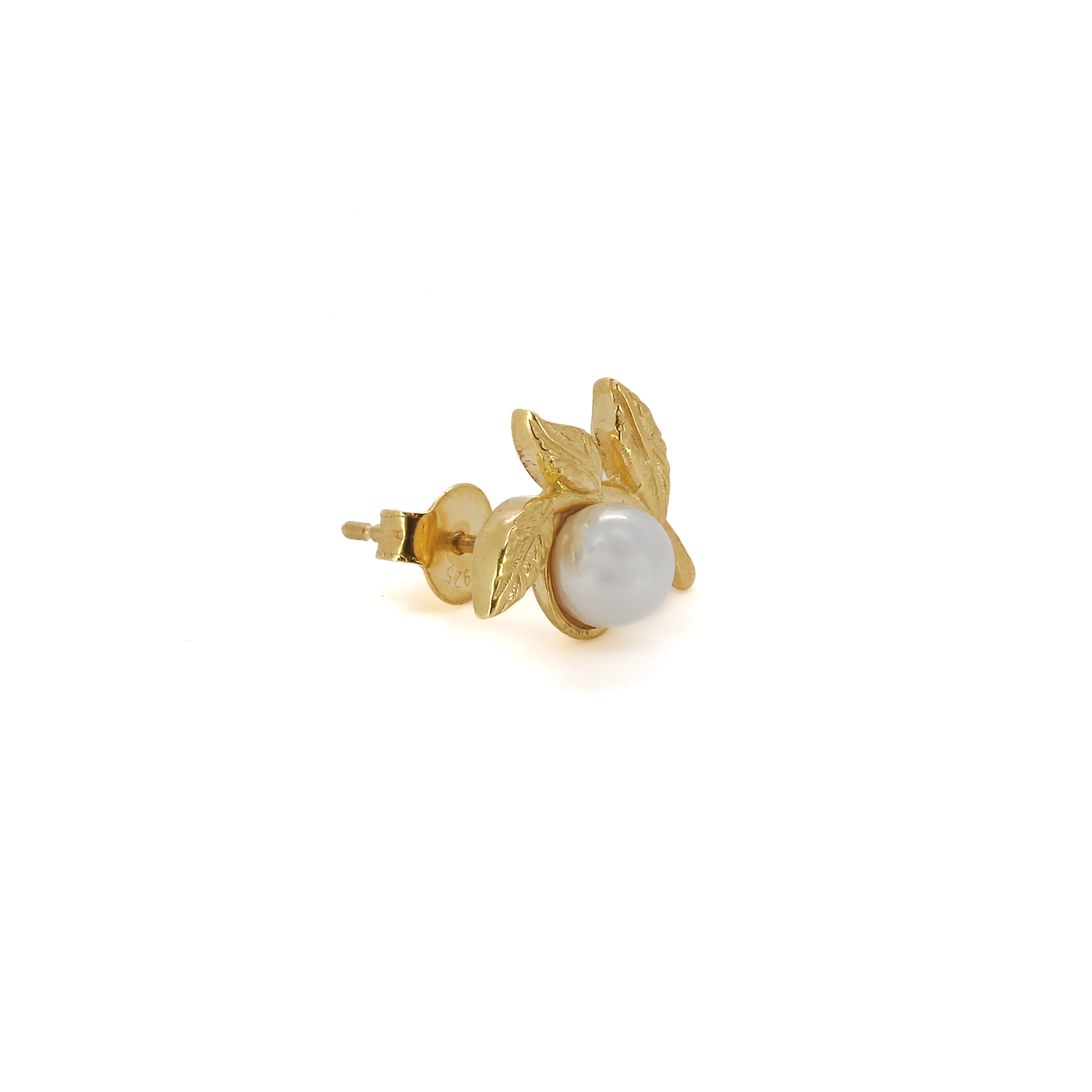 Cleopatra Pearl Floral Gold Earrings