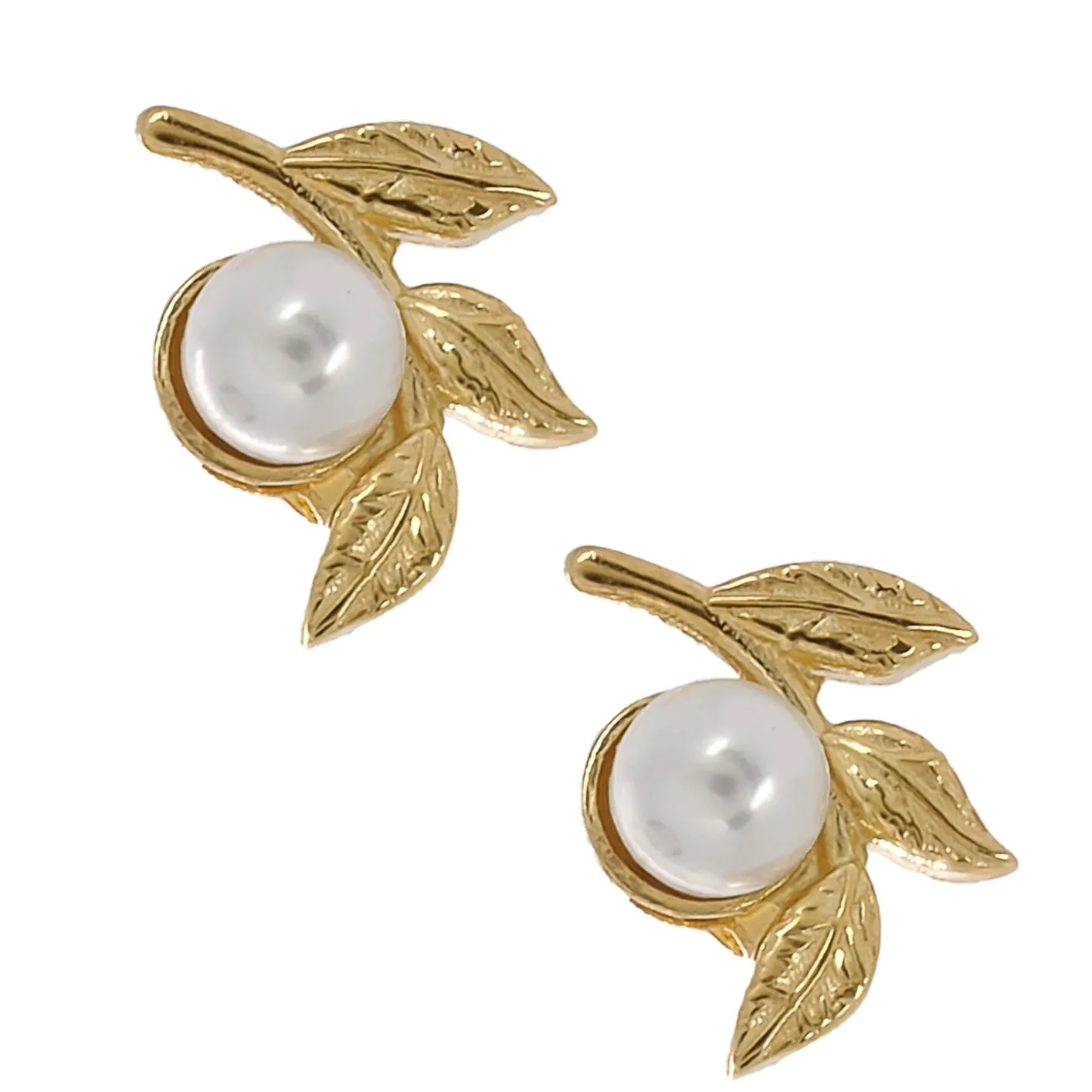 Cleopatra Pearl Floral Gold Earrings