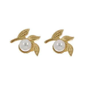 Cleopatra Pearl Floral Gold Earrings
