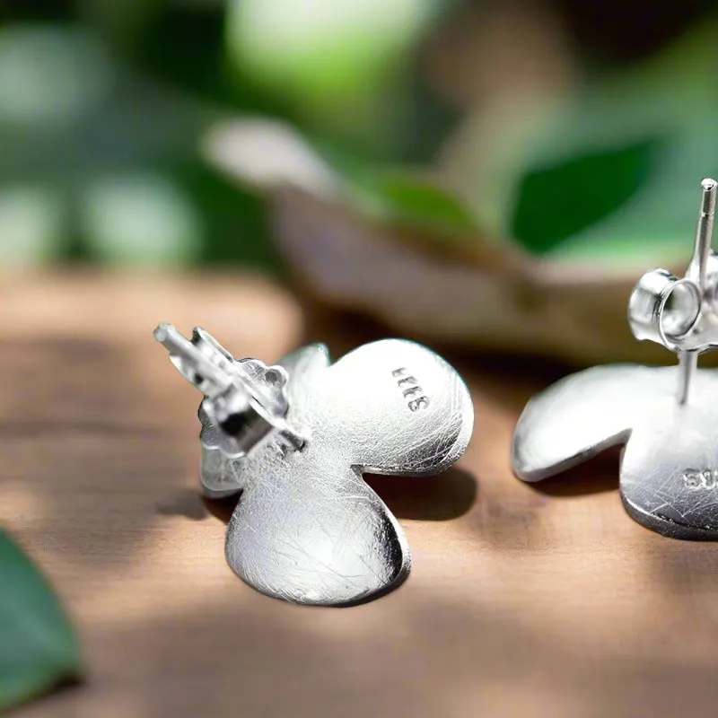 Clover Flower with Natural Pearl Stud Earrings
