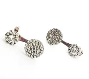 CN cubic zirconia CZ gold over sterling silver pave stud earrings with enhancer