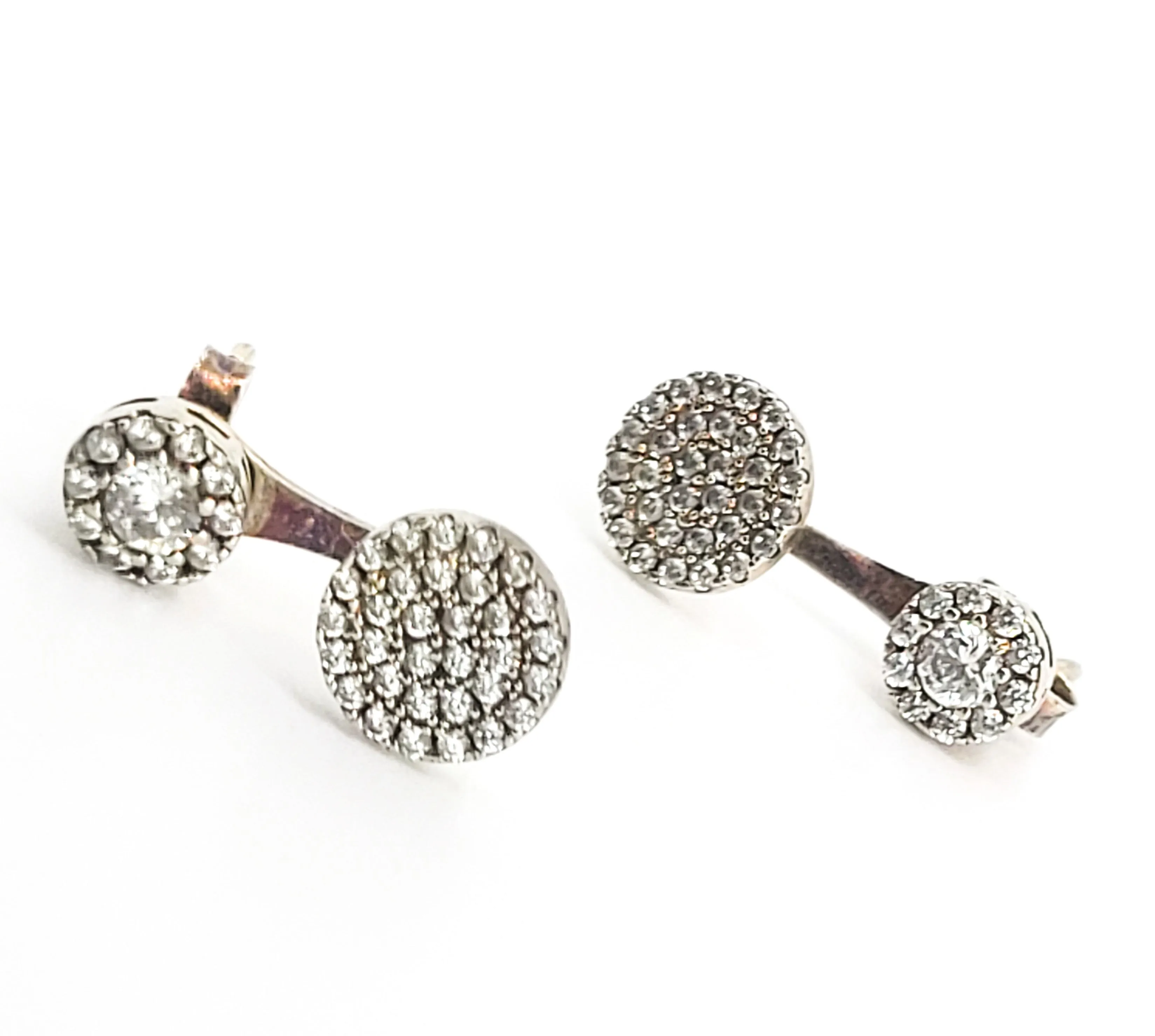 CN cubic zirconia CZ gold over sterling silver pave stud earrings with enhancer