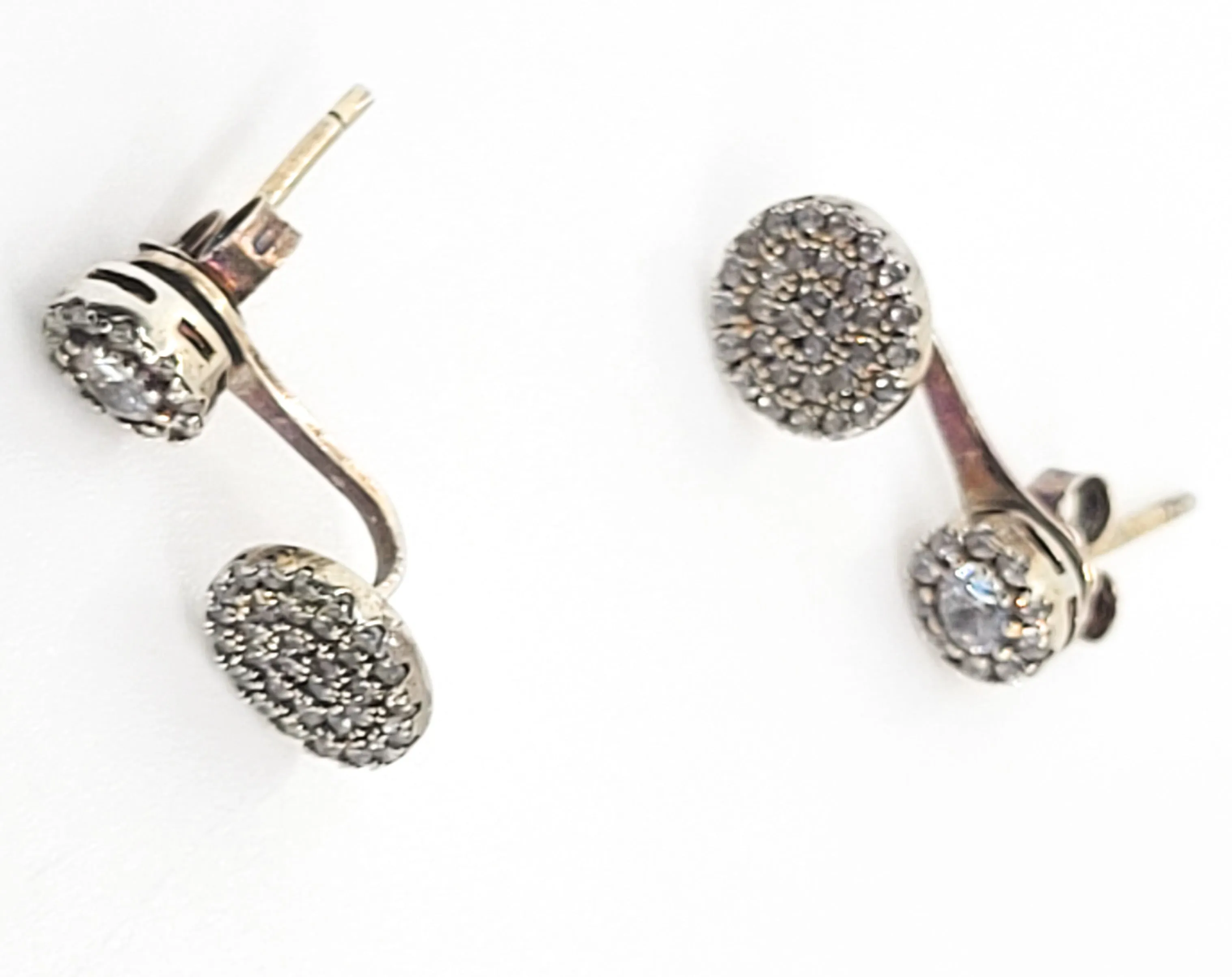 CN cubic zirconia CZ gold over sterling silver pave stud earrings with enhancer