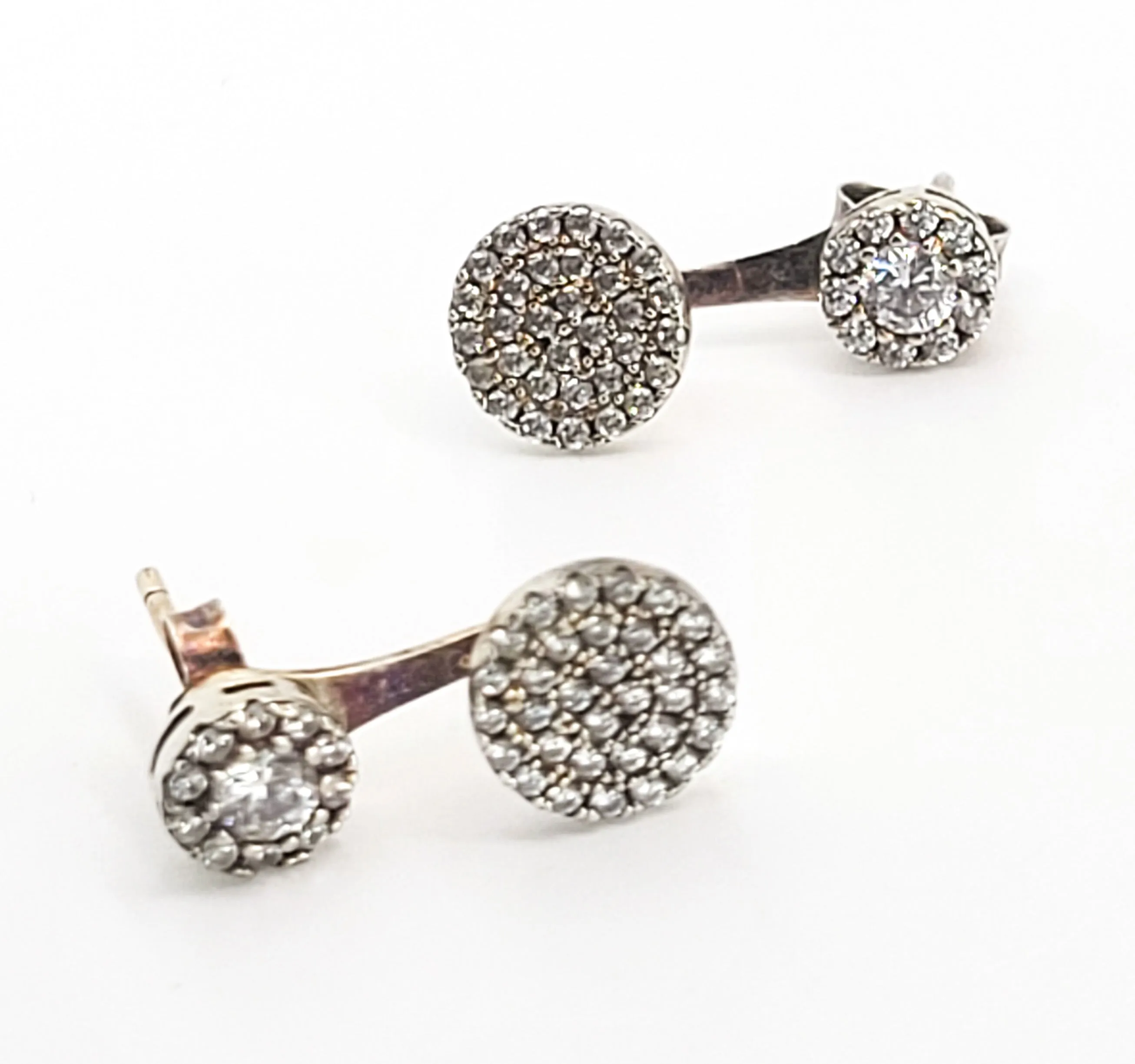 CN cubic zirconia CZ gold over sterling silver pave stud earrings with enhancer