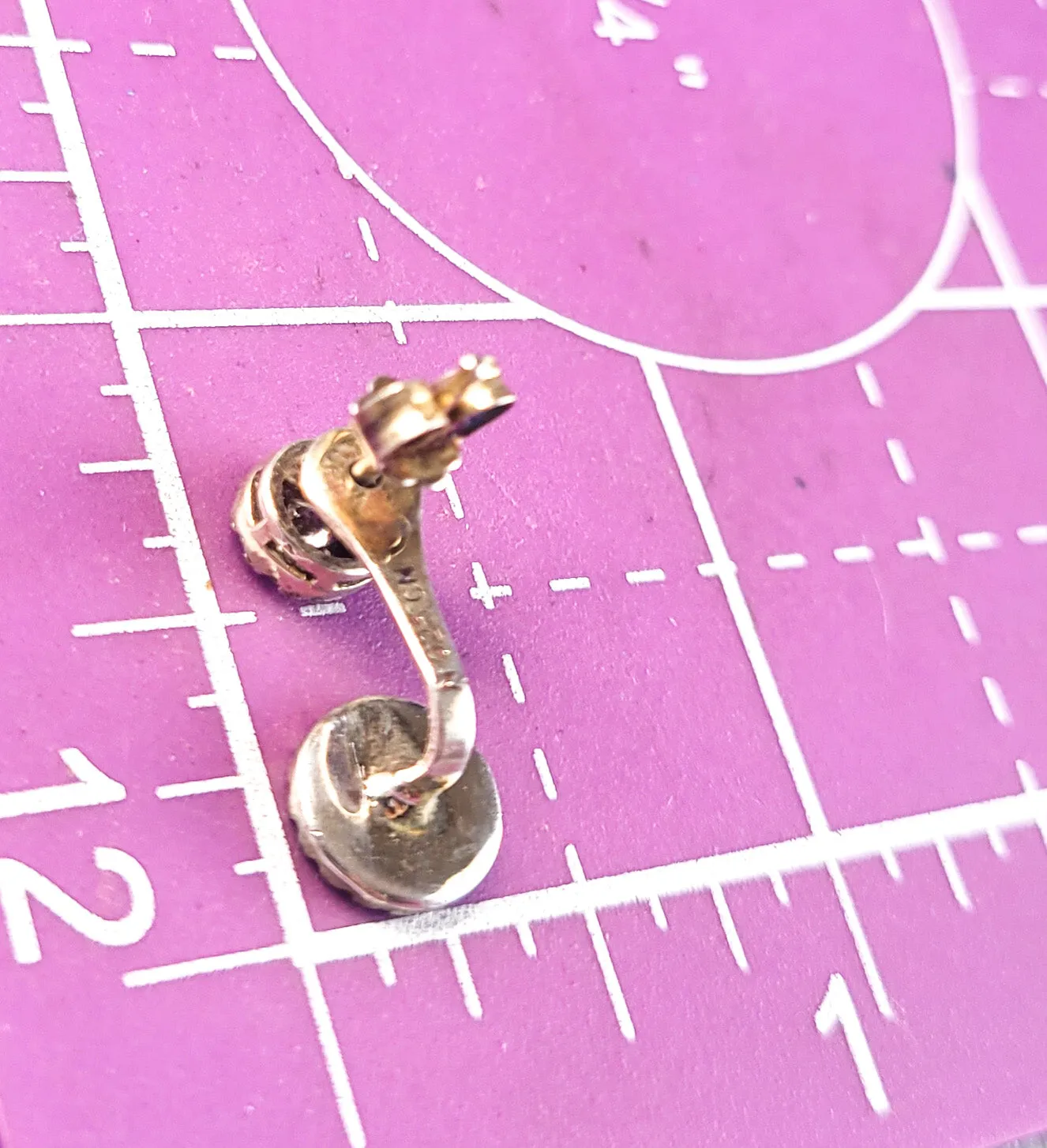 CN cubic zirconia CZ gold over sterling silver pave stud earrings with enhancer