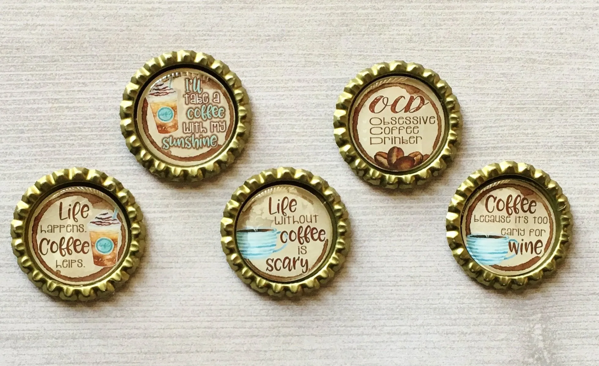 Coffee Quotes Magnets, Set of 5