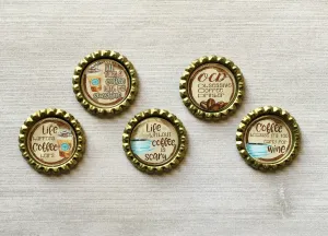 Coffee Quotes Magnets, Set of 5