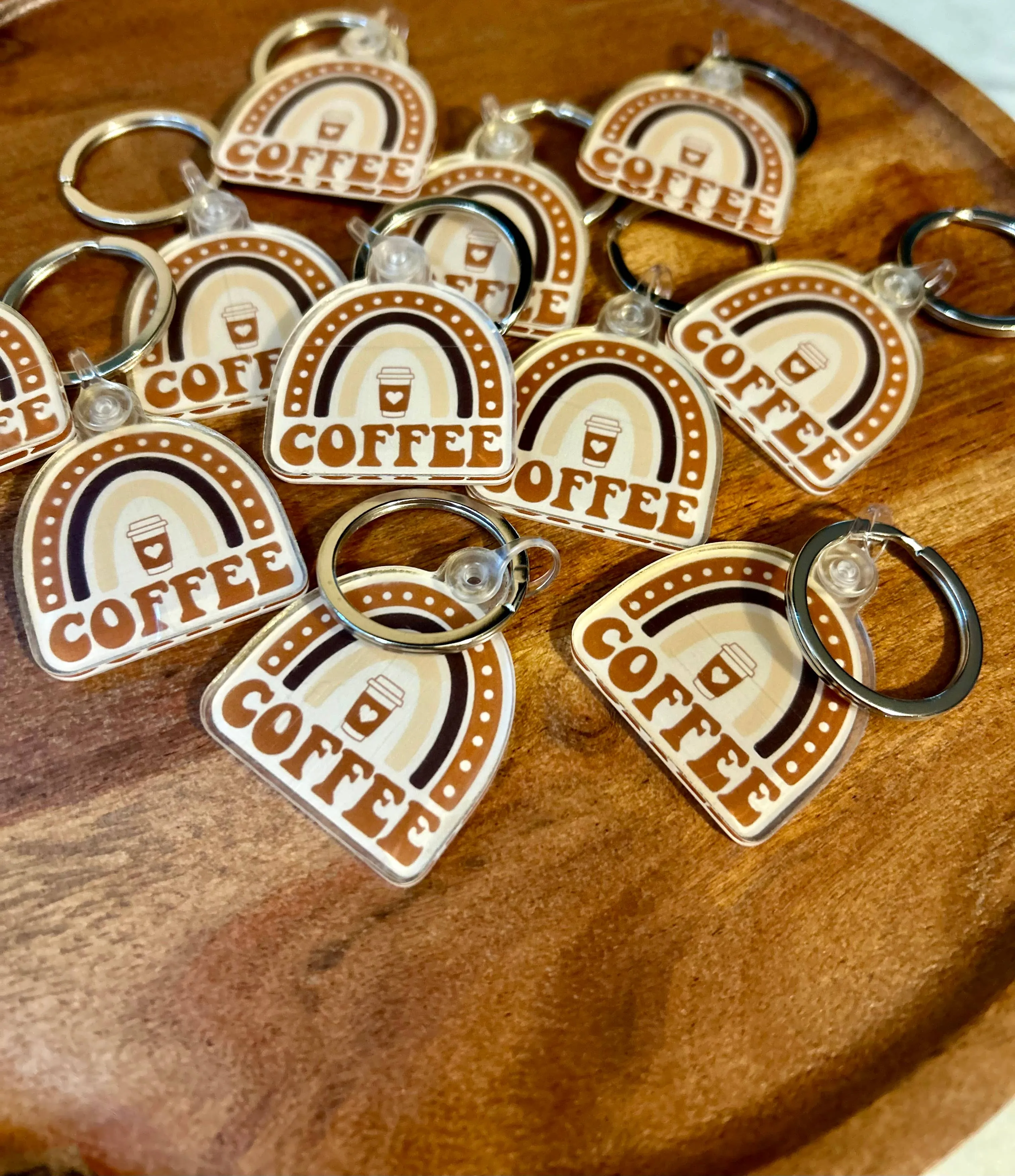 Coffee rainbow keychain cream