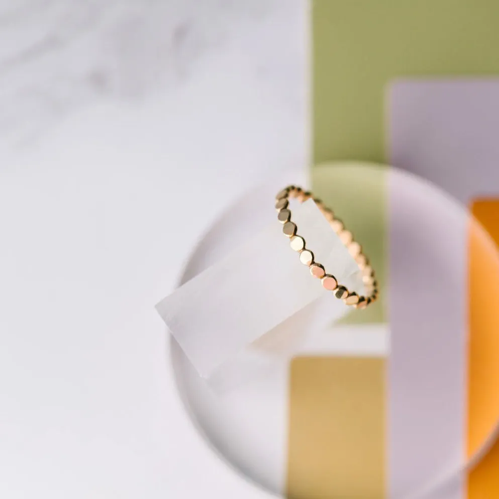Coin Hammered Disc Ring in Gold