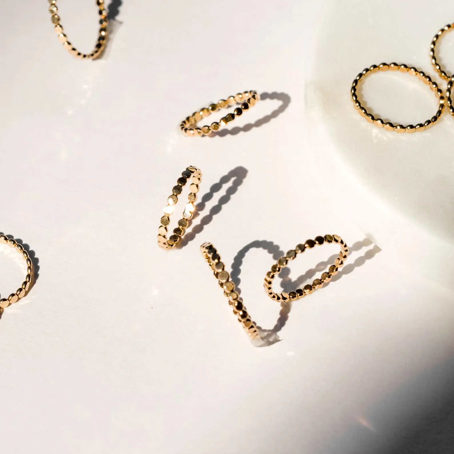 Coin Hammered Disc Ring in Gold