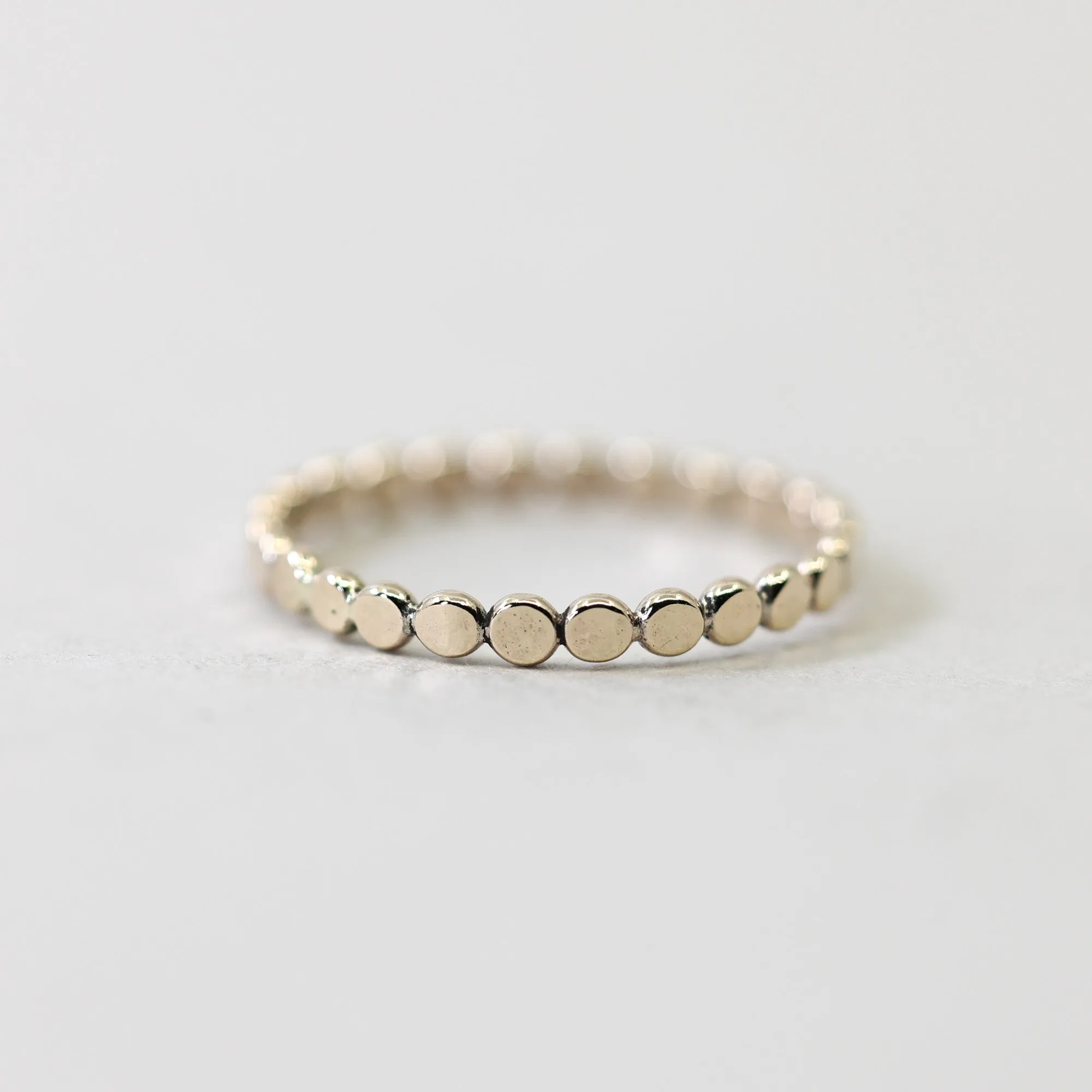 Coin Hammered Disc Ring in Gold