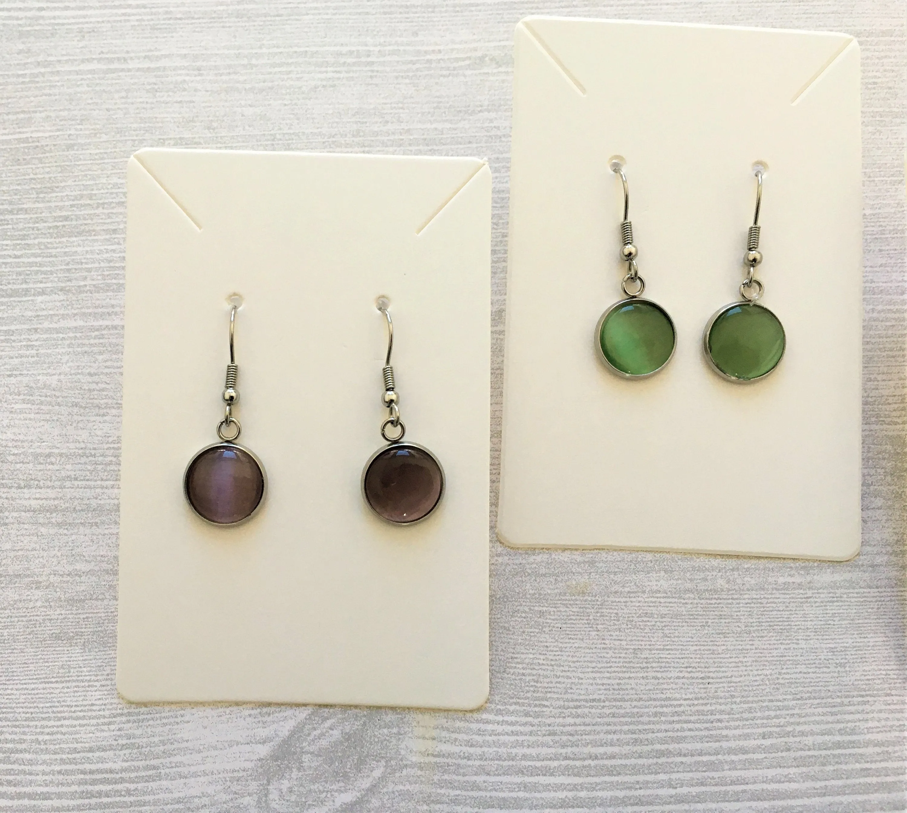 Color Cabochon Dangle Earrings