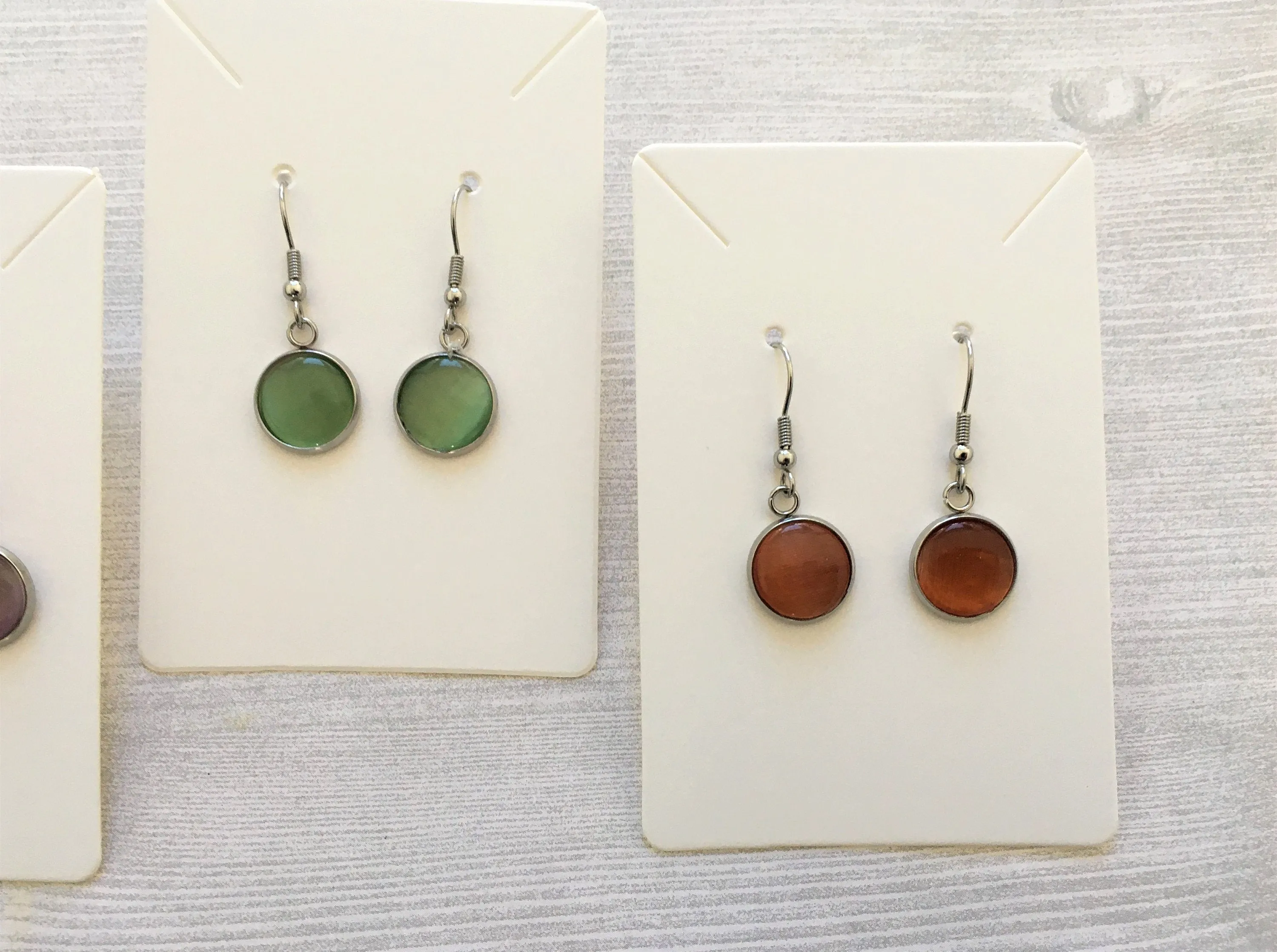 Color Cabochon Dangle Earrings