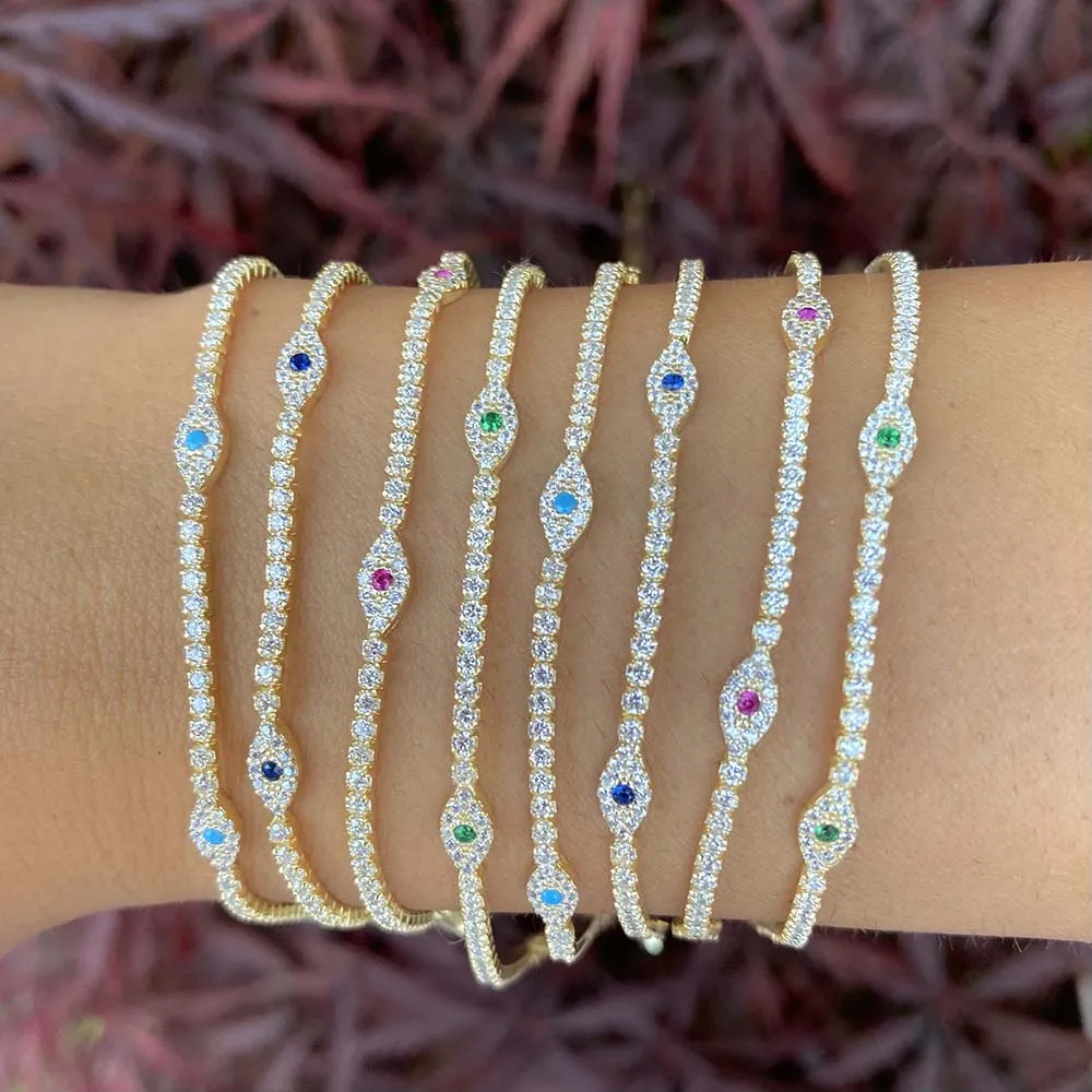 Colored Evil Eye Tennis Bracelet