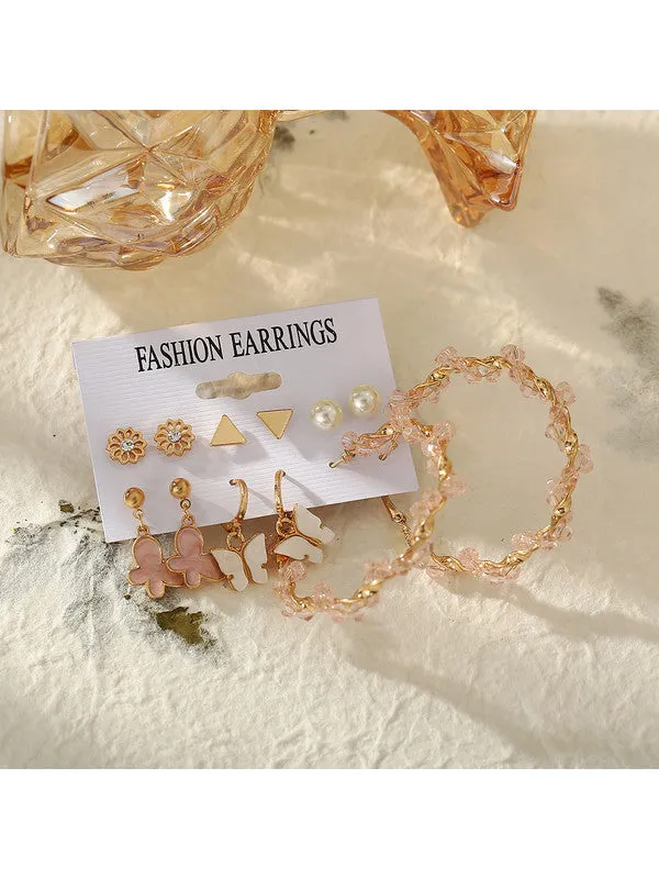 Combo of 12 Pair Chain & Pearl Hoop and Stud Earrings