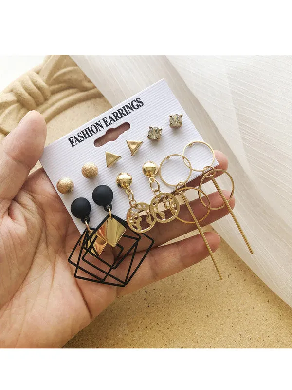 Combo of 12 Pair Studs and Hoop Earrings
