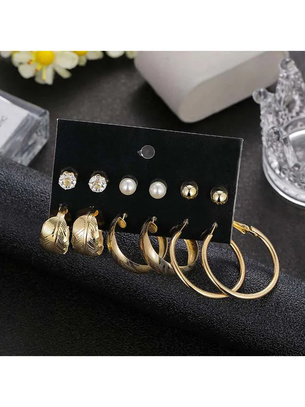 Combo of 12 Pair Studs and Hoop Earrings