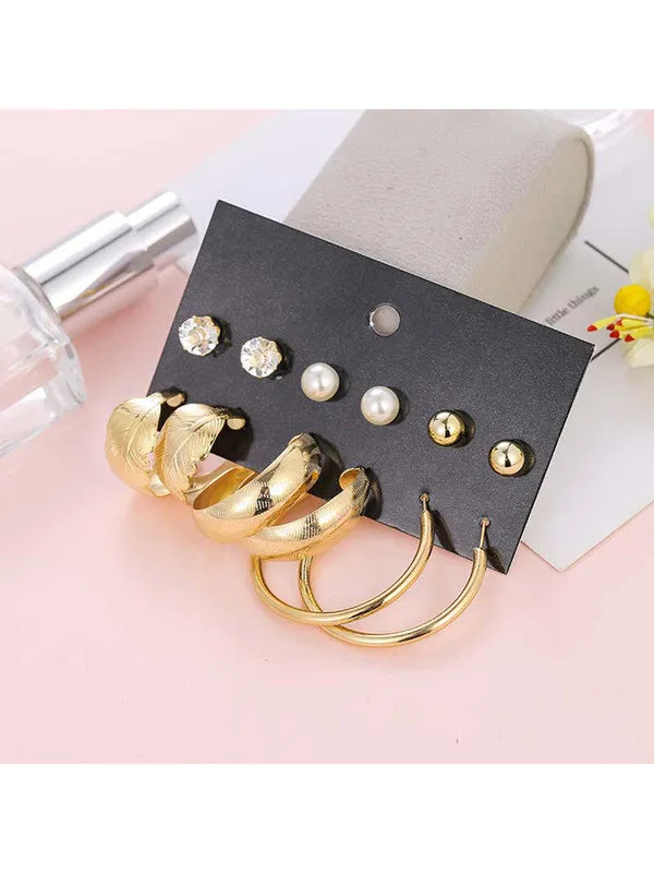 Combo of 12 Pair Studs and Hoop Earrings