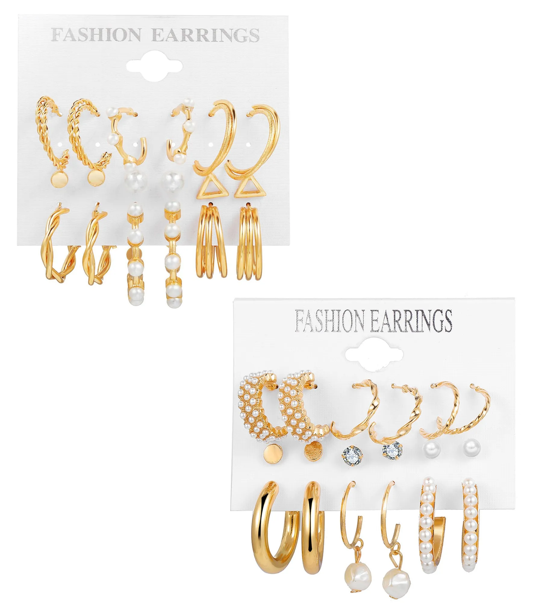 Combo Of 18 Pair Pearl Hoop and Stone Stud Earrings
