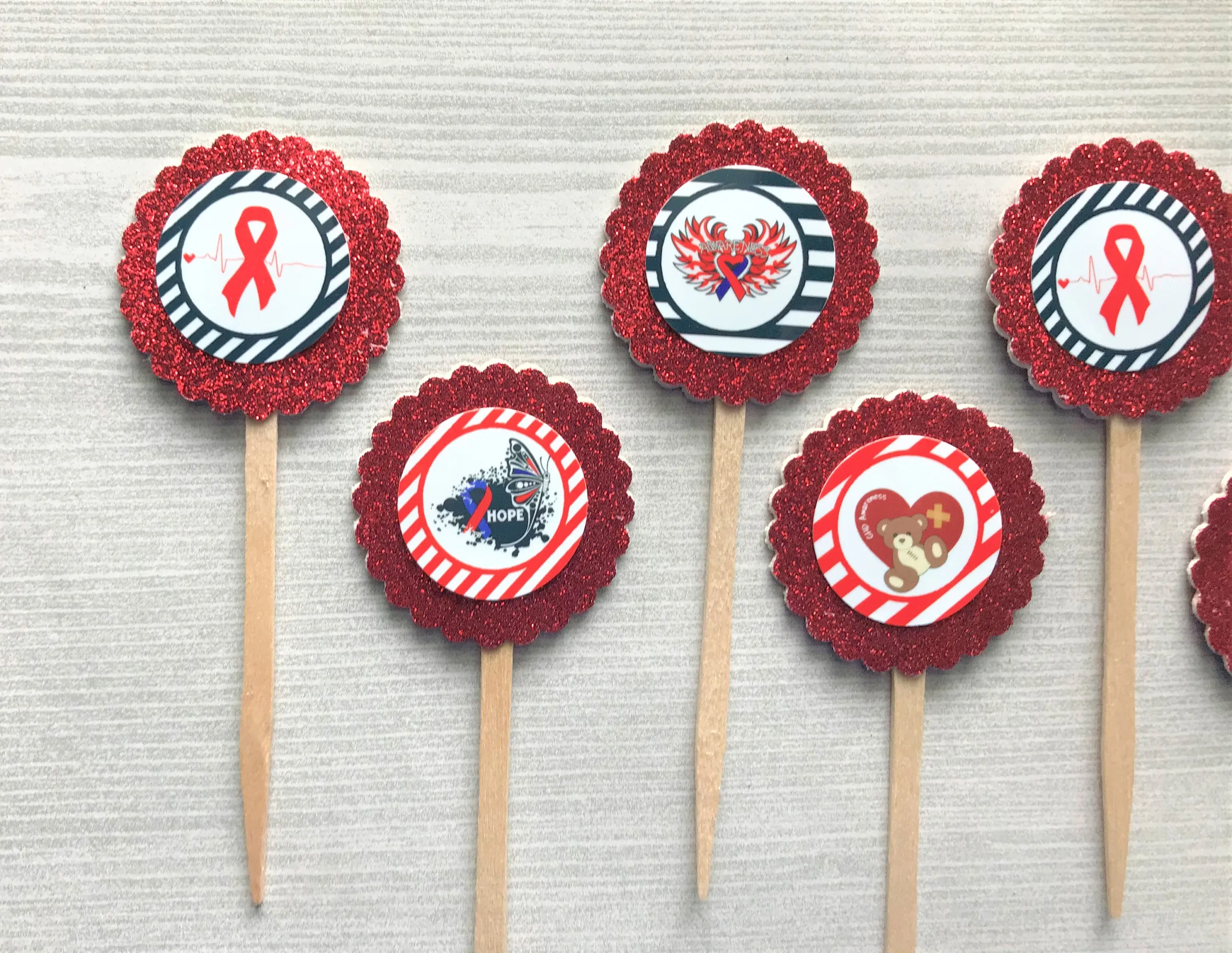 Congenital Heart Disease Cupcake Toppers, Set of 6