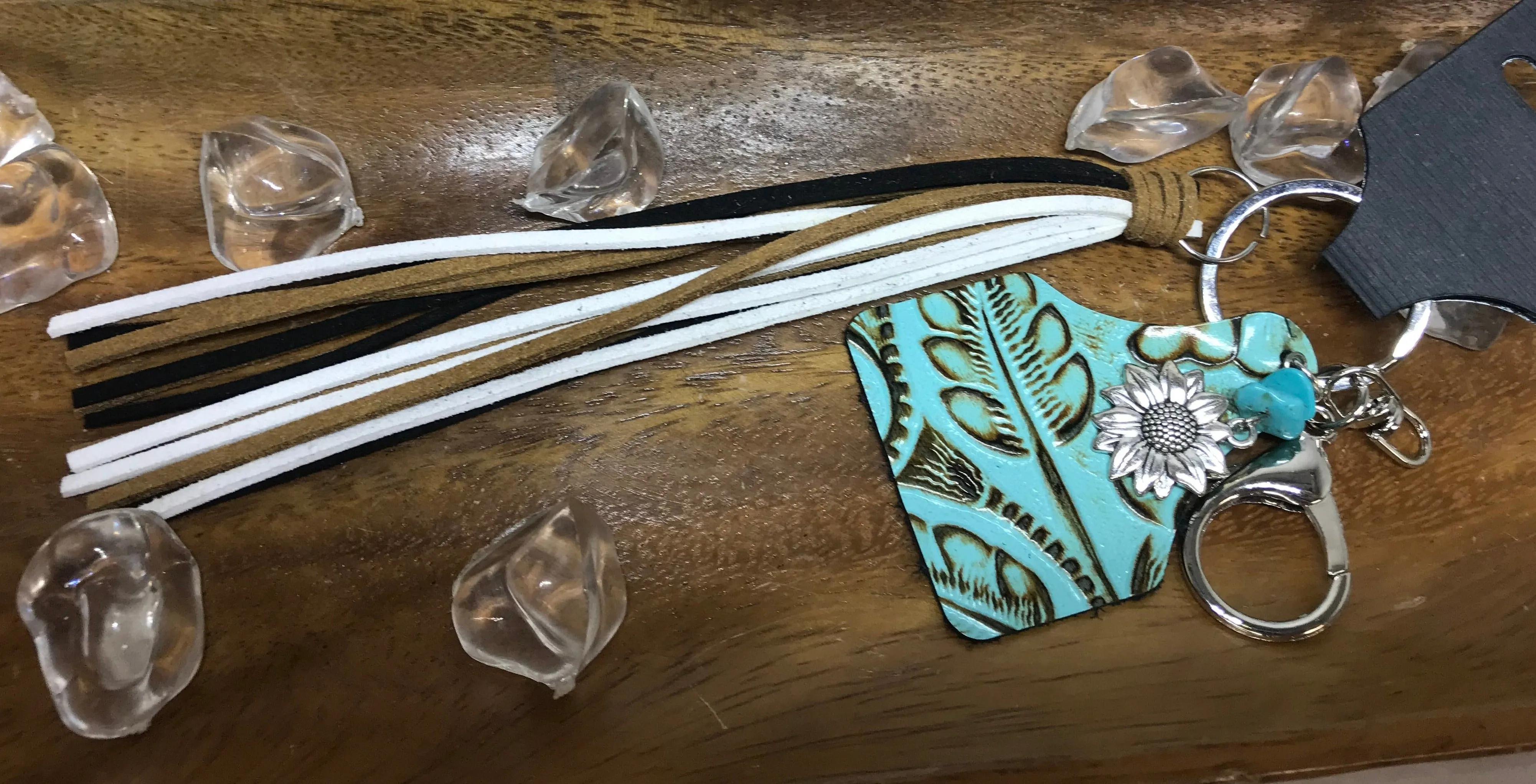 Cow Tag Key Chain w/Fringe