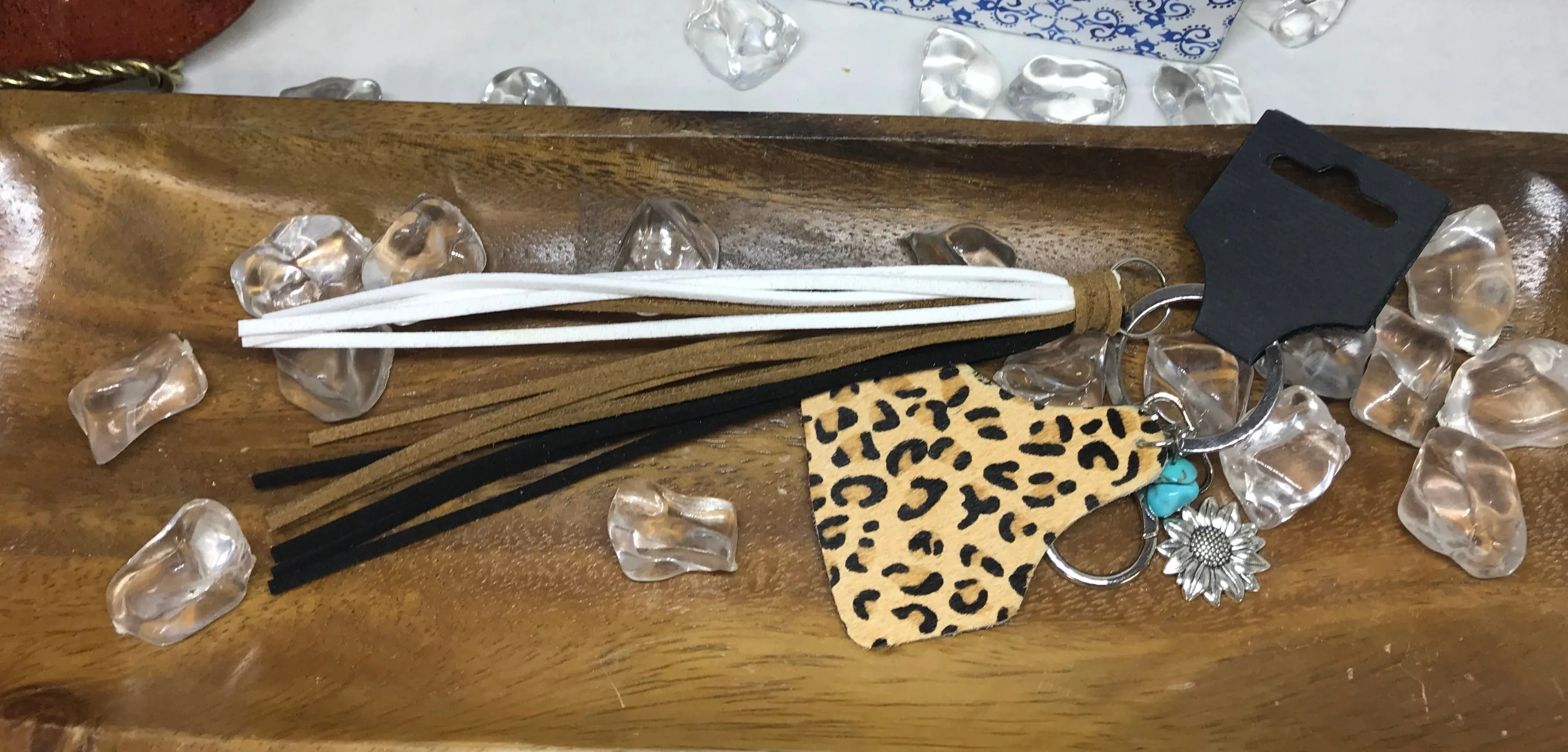 Cow Tag Key Chain w/Fringe
