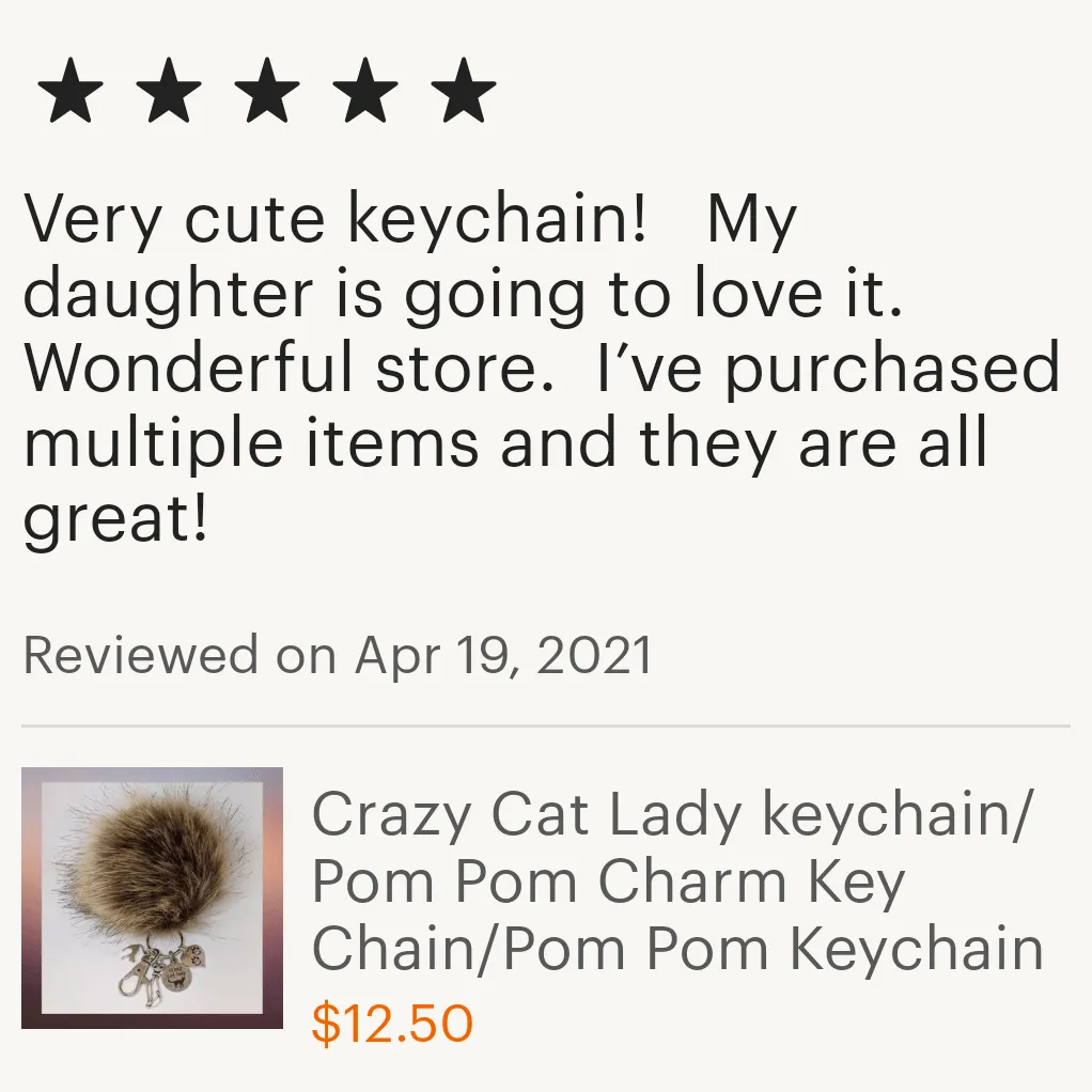 Crazy Cat Lady keychain/Pom Pom Charm Key Chain/Pom Pom Keychain-Purse Charm/Journal Charm