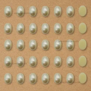 Cream Oval Shape Matt Half Pearl Beads | 500g | PC50