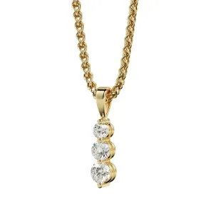 Crepuscular Natural Diamond 3-stone Pendant with a Yellow Necklace