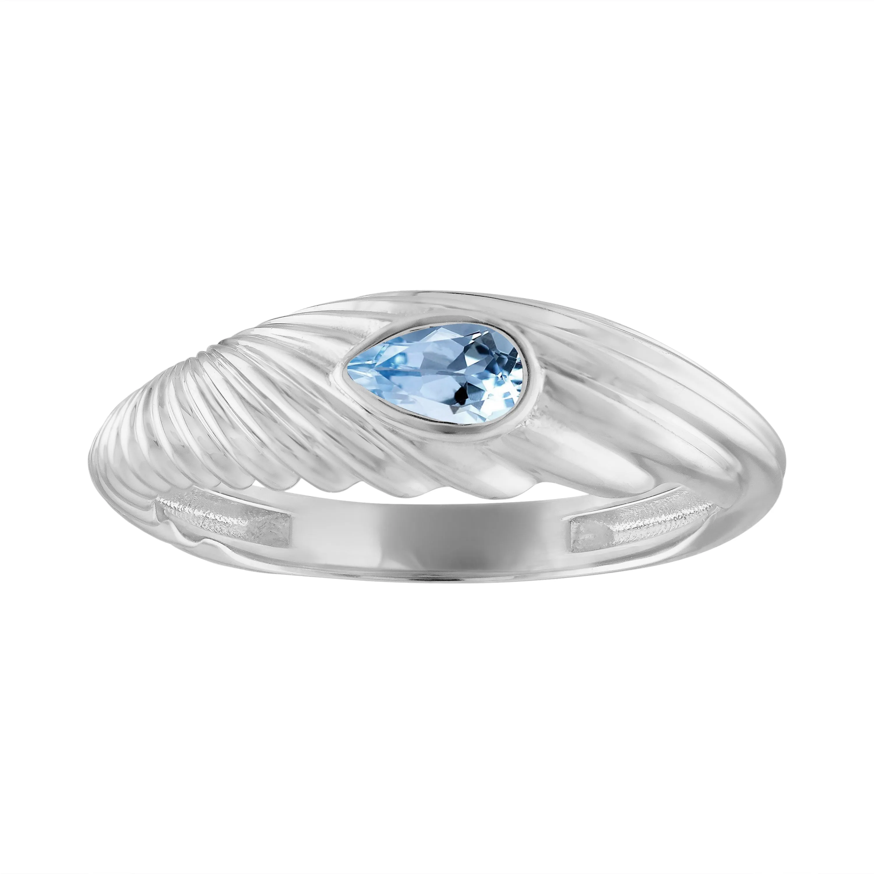 Crosby Ring: Blue Topaz-14k White Gold, Size 7.25