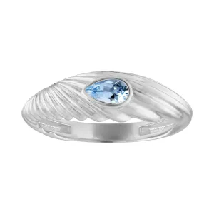 Crosby Ring: Blue Topaz-14k White Gold, Size 7.25