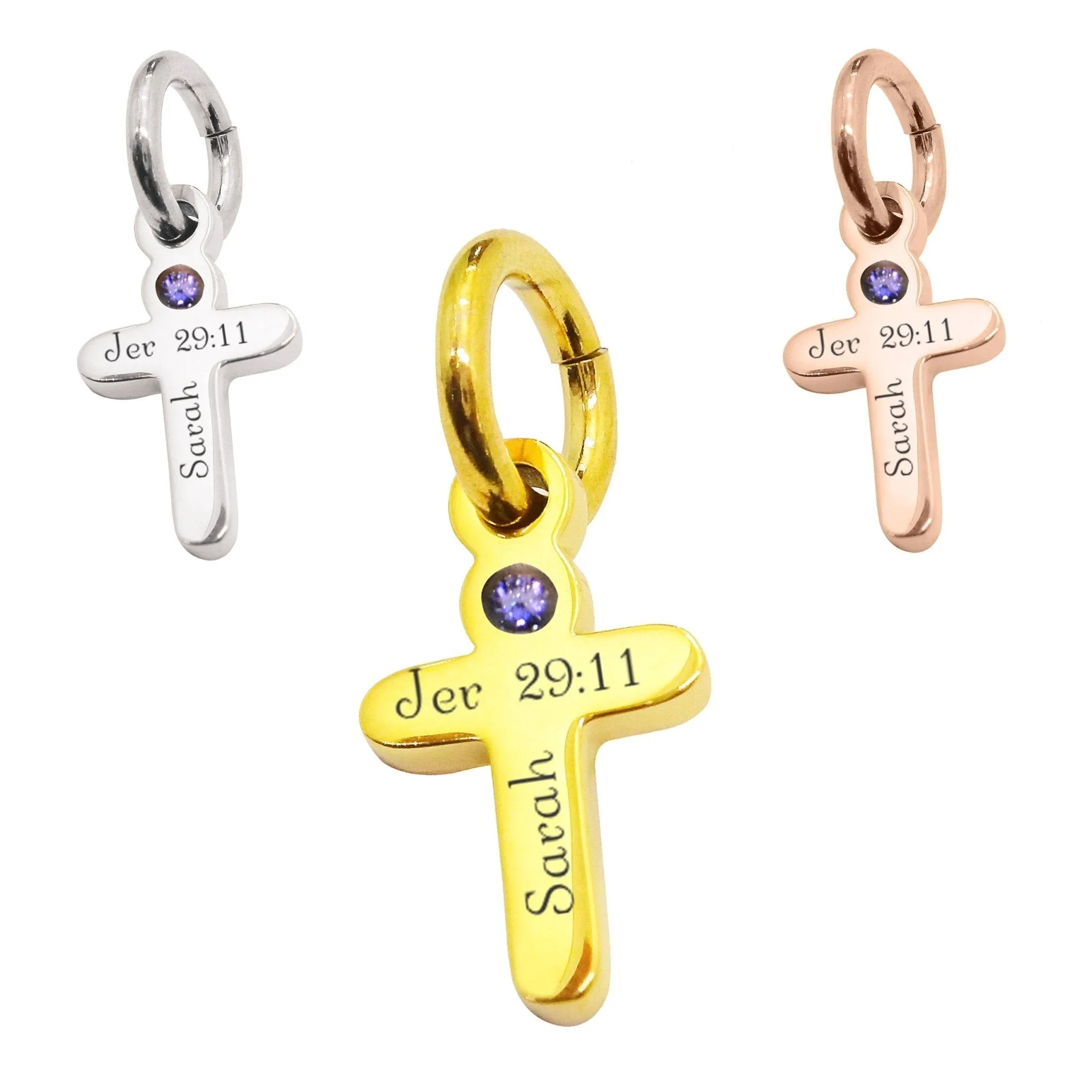 Cross Charm Birthstone for Keyring