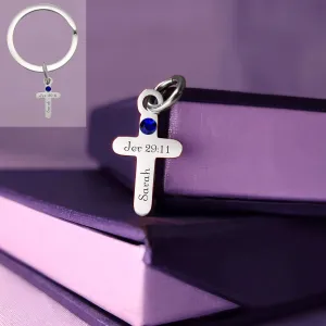 Cross Charm Birthstone for Keyring