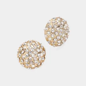 Crystal Dome Stud Earrings on Gold| 158456