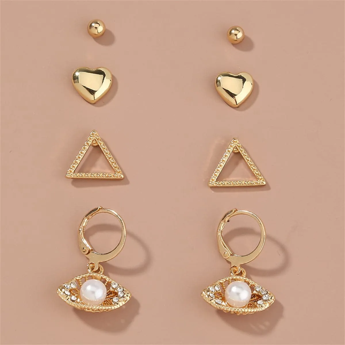 Cubic Zirconia & Pearl Eye Leverback Earrings Set