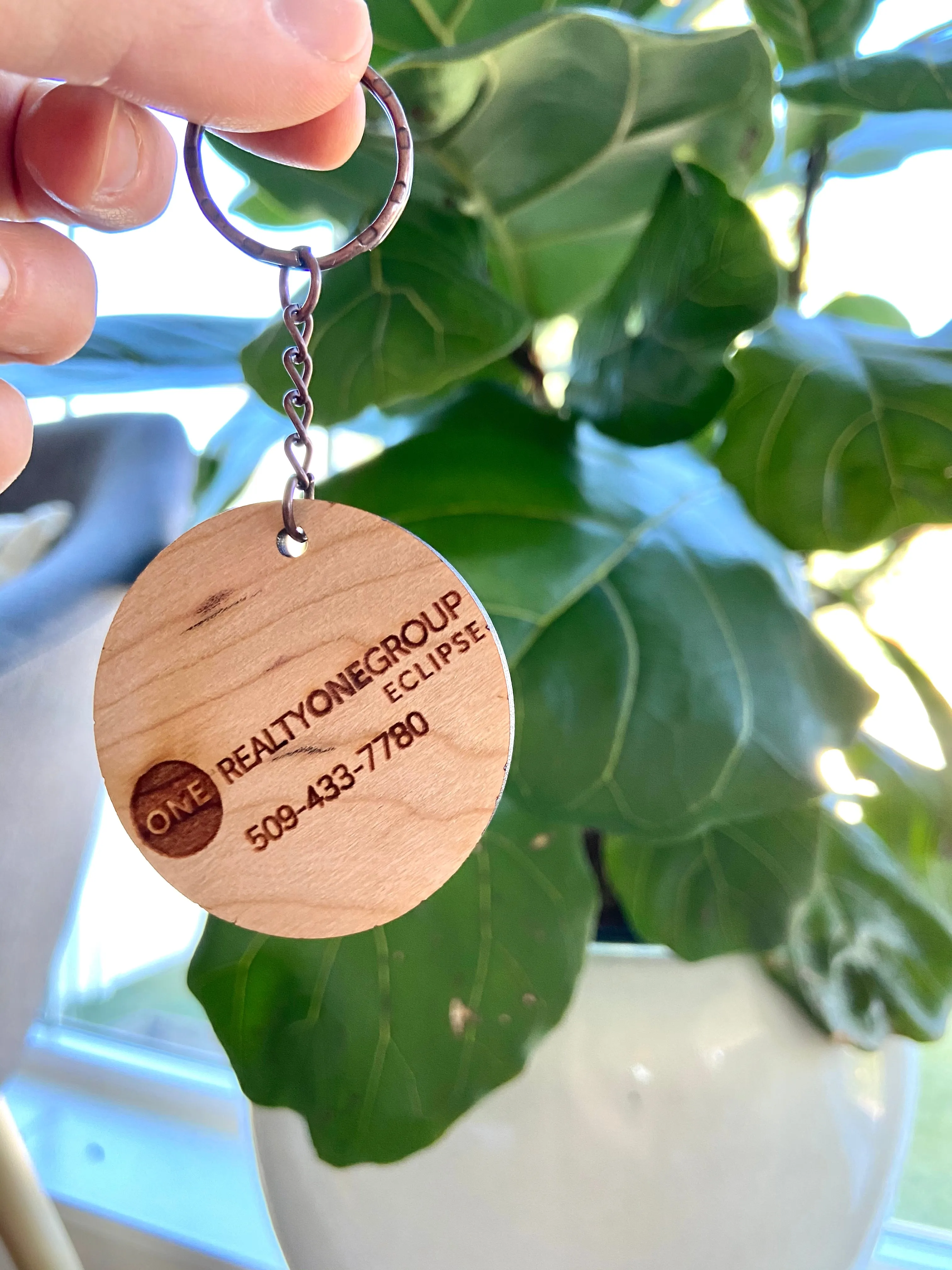 Custom Business Logo Keychain - Wood Engraved