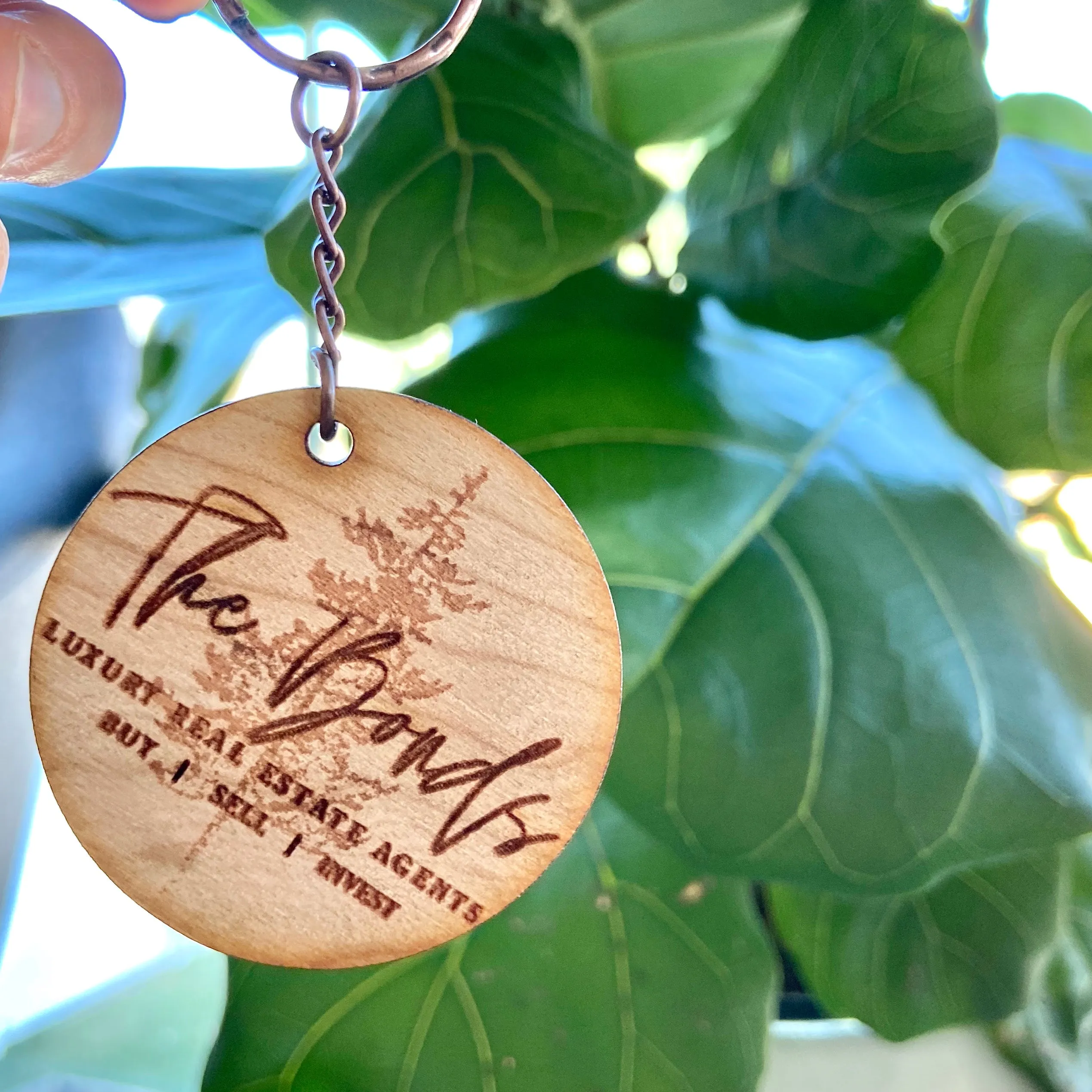 Custom Business Logo Keychain - Wood Engraved